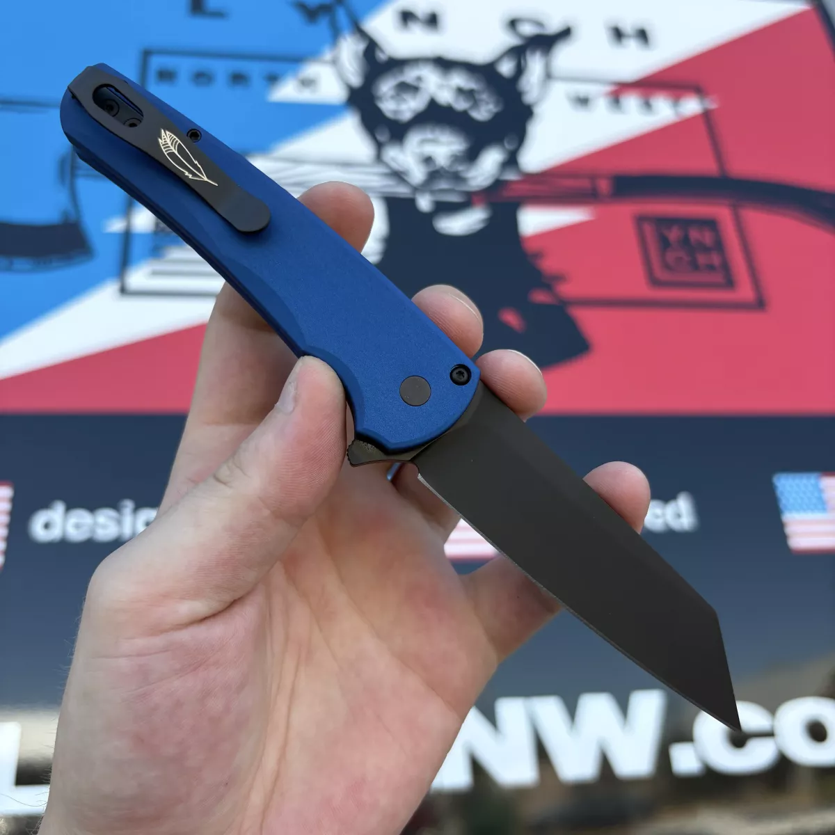 Pro-Tech Malibu Blue Aluminum Reverse Tanto DLC Magnacut Blade