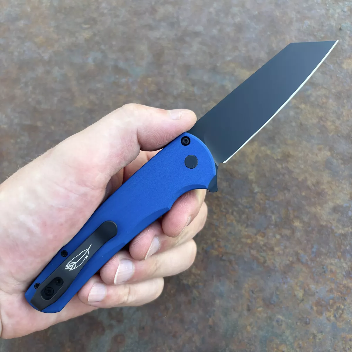 Pro-Tech Malibu Blue Aluminum Reverse Tanto DLC Magnacut Blade