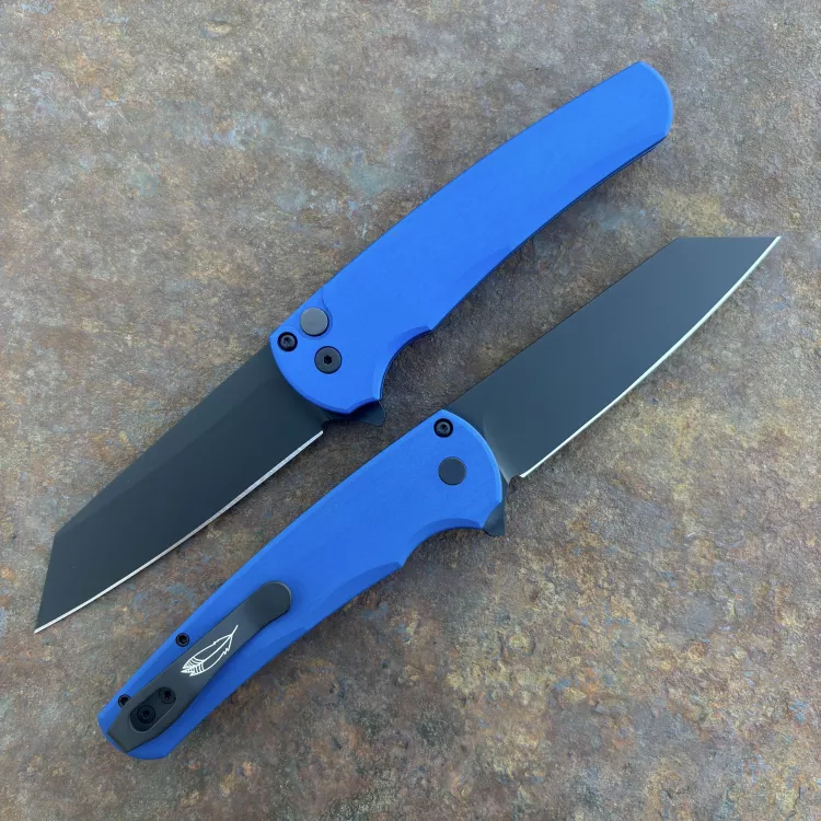 Pro-Tech Malibu Blue Aluminum Reverse Tanto DLC Magnacut Blade Folding Knife
