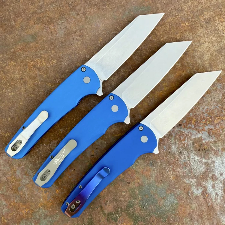 Pro-Tech Malibu Blue Aluminum Stonewash MagnaCut Blade Folding Knife