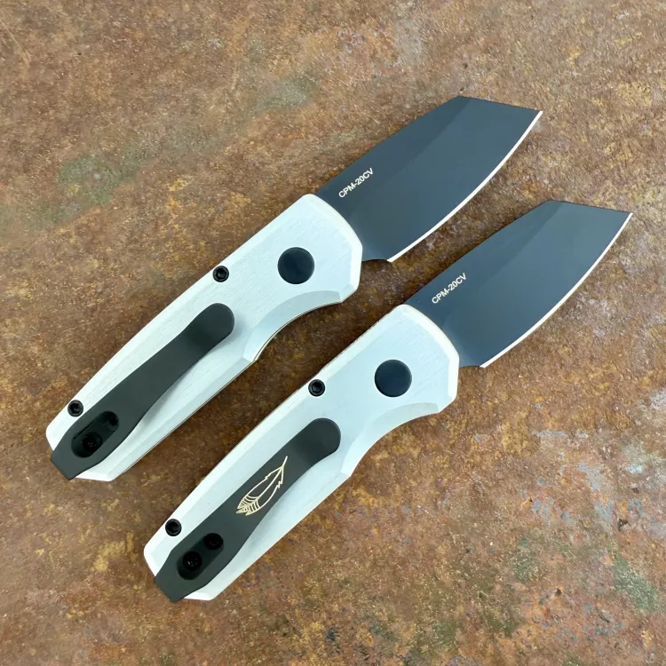 Pro-Tech Runt 5 AUTO Satin Silver Aluminum Black DLC CPM 20CV Blade Folding Knife