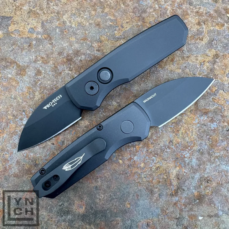 Pro-Tech Runt 5 Auto Black Aluminum Black DLC Wharncliffe CPM MagnaCut Blade Folding Knife