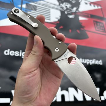 Spyderco Bodacious Skinny Magpul FDE Plain Titanium Scales Satin SPY27 Satin Clip MOD Knife