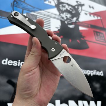 Spyderco Bodacious Skinny OD Green Plain Titanium Scales Satin SPY27 Satin Clip MOD Knife