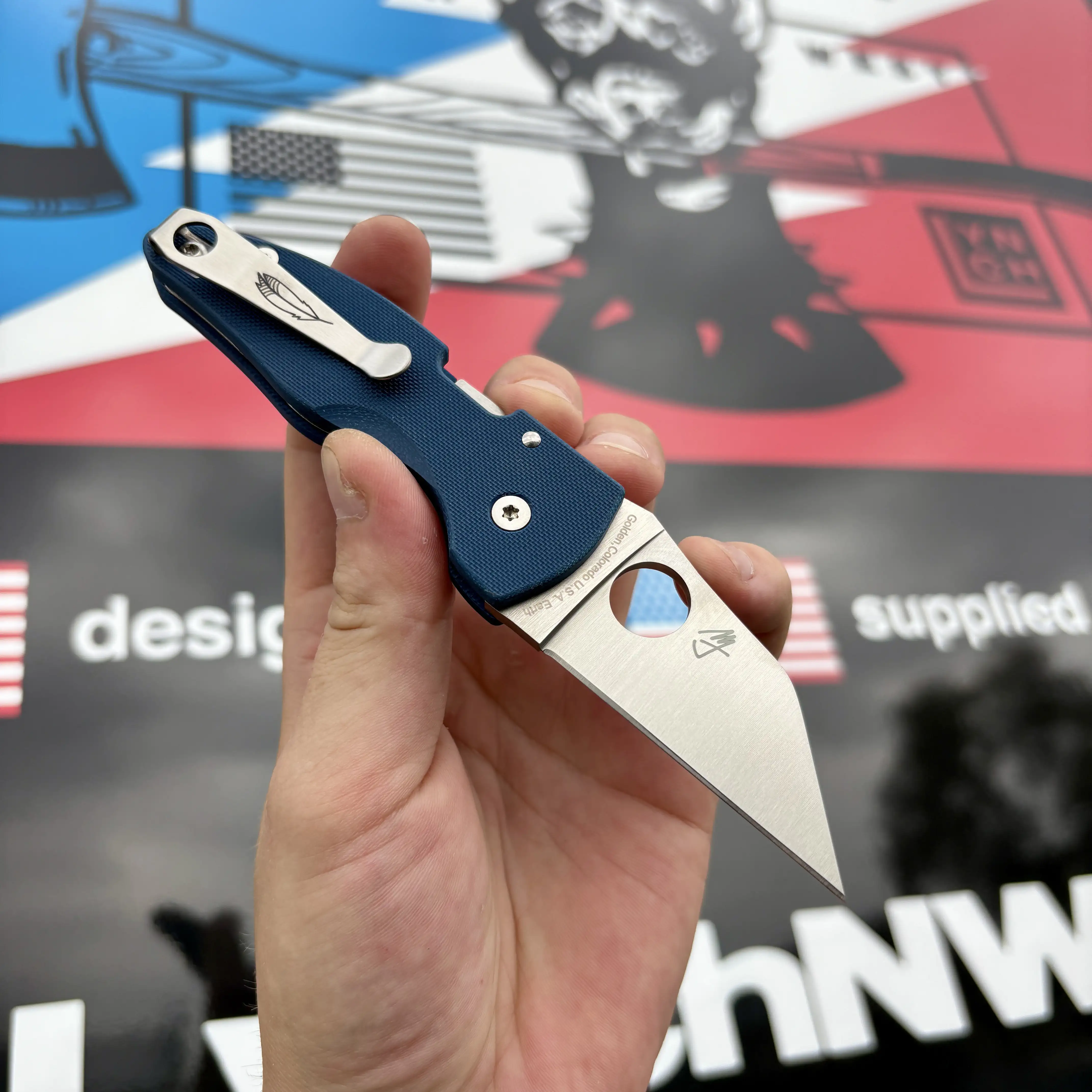 Spyderco MicroJimbo Blue G10 Satin CPM SPY27 Blade (C264GPCBL