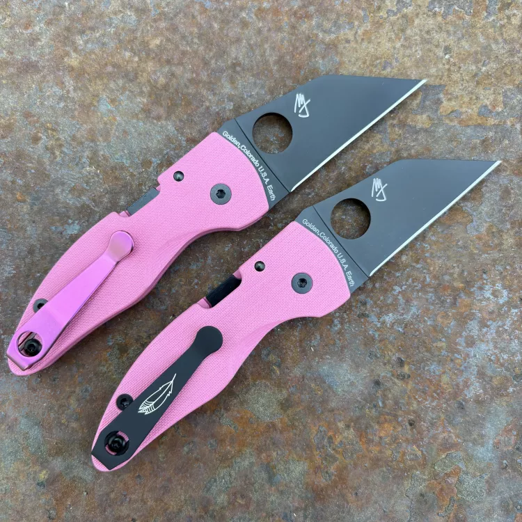 Spyderco MicroJimbo Sprint Run Pink G10 Black CPM S30V Blade Folding Knife