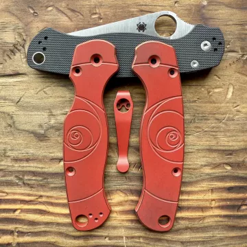 Spyderco PM2 Fibonacci Titanium Scale Kit - Limited Run Battle Firehouse Red-Bronze Cerakote