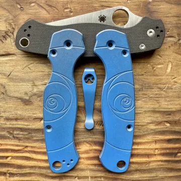 Spyderco PM2 Fibonacci Titanium Scale Kit - Limited Run Battle NRA Blue-Bronze Cerakote