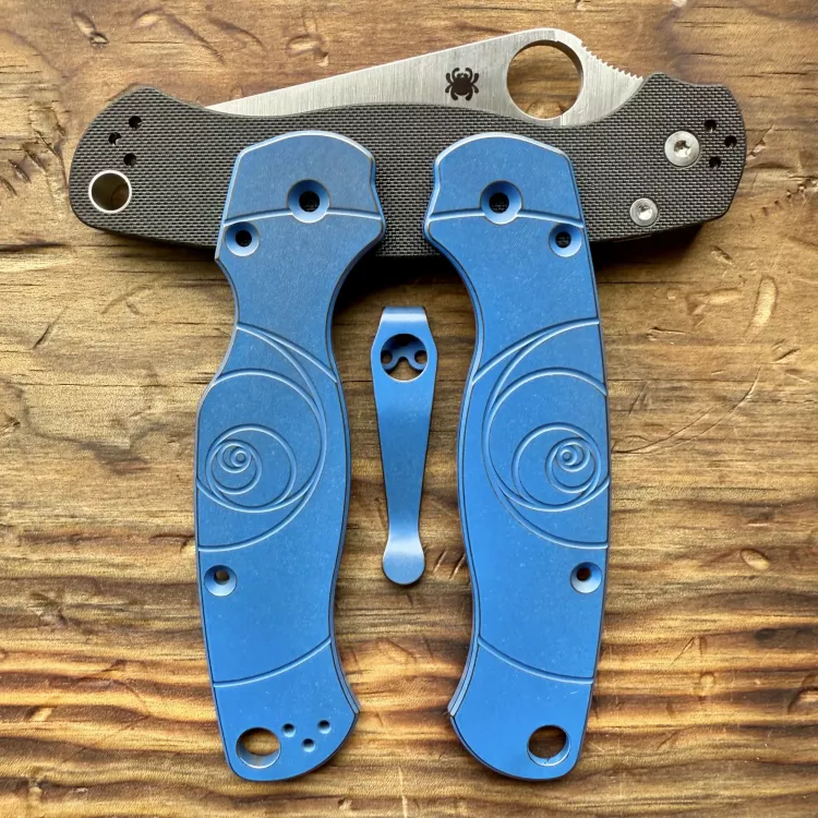 Spyderco PM2 Fibonacci Titanium Scale Kit - Limited Run Battle NRA Blue-Bronze Cerakote