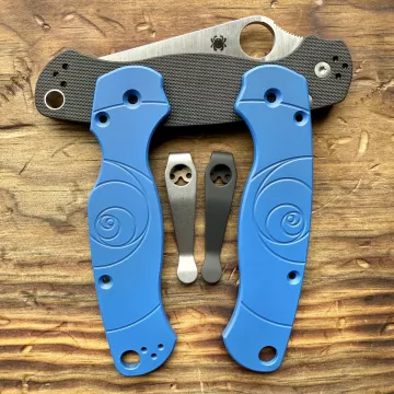 Spyderco PM2 Fibonacci Titanium Scale Kit - Limited Run NRA Blue Cerakote