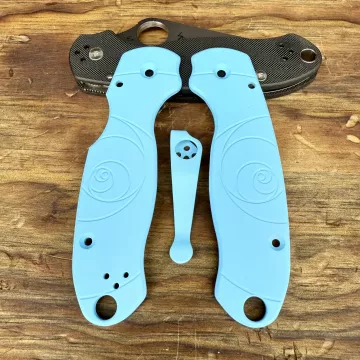 Spyderco Para 3 Fibonacci Aluminum Scale Kit - Limited Run Blue Raspberry Cerakote