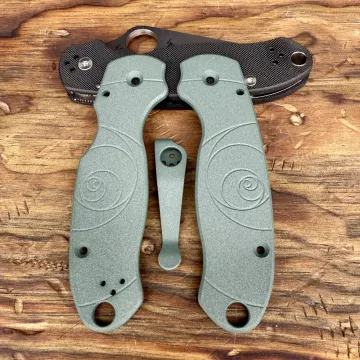Spyderco Para 3 Fibonacci Aluminum Scale Kit - Limited Run Charcoal Green Cerakote