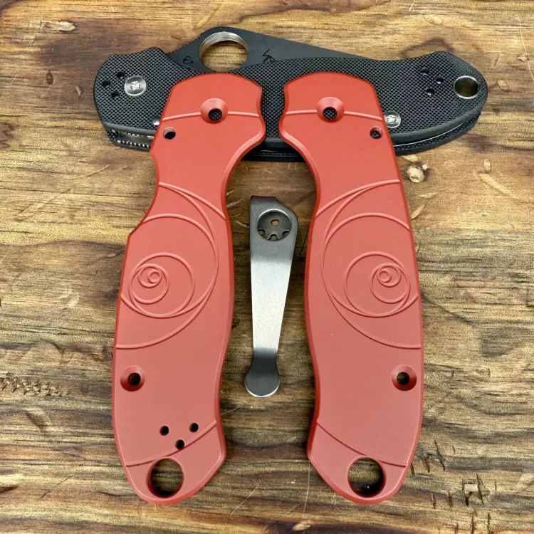 Spyderco Para 3 Fibonacci Aluminum Scale Kit - Limited Run Crimson Red Cerakote