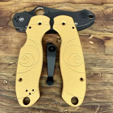 Spyderco Para 3 Fibonacci Aluminum Scale Kit - Limited Run Gold Cerakote