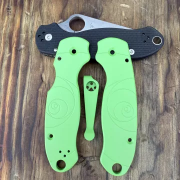 Spyderco Para 3 Fibonacci Aluminum Scale Kit - Limited Run Green Mamba Cerakote