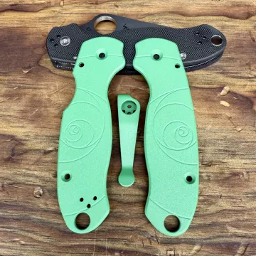 Spyderco Para 3 Fibonacci Aluminum Scale Kit - Limited Run Squatch Green Cerakote