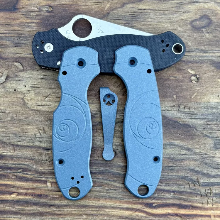 Spyderco Para 3 Fibonacci Aluminum Scale Kit - Limited Run Titanium Blue Cerakote