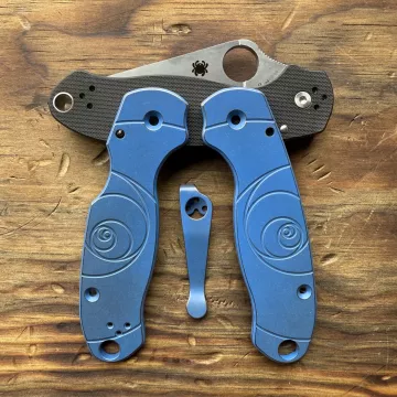 Spyderco Para 3 Fibonacci Titanium Scale Kit - Limited Run Battle NRA Blue-Bronze Cerakote