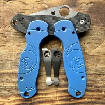 Spyderco Para 3 Fibonacci Titanium Scale Kit - Limited Run NRA Blue Cerakote