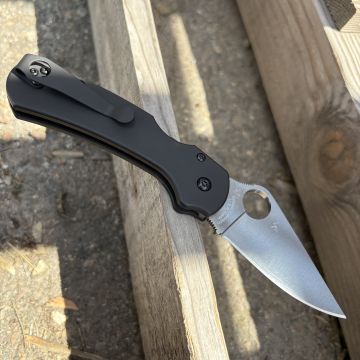Spyderco Para 3 LW Skinny MOD 1 Black Plain Satin Magnacut BLK Back-Spacer BLK Clip MOD Knife