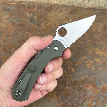 Spyderco Para 3 LW Skinny MOD 1 OD Green Plain Satin SPY27 SAT Back-Spacer OD Clip MOD Knife