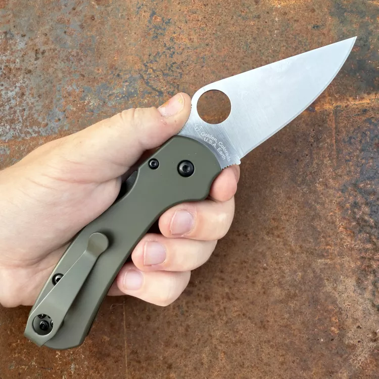 Spyderco Para 3 LW Skinny MOD 1 OD Green Plain Satin MagnaCut Stone Back-Spacer OD Clip MOD Knife