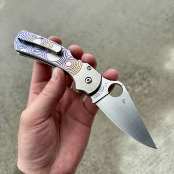 Spyderco Para 3 LW Skinny MOD 3 Stone Logo Fade Satin SPY-27 SAT Back-Spacer Modular Clip MOD Knife