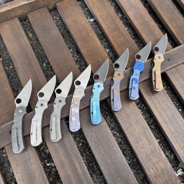 Spyderco Para 3 LW MOD 3 Skinny Rain Drops Titanium Scale Kit