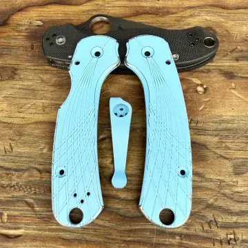 Spyderco Para 3 Skinny "Streamline" Titanium Scale Kit - Limited Run Battle Blue Raspberry Cerakote