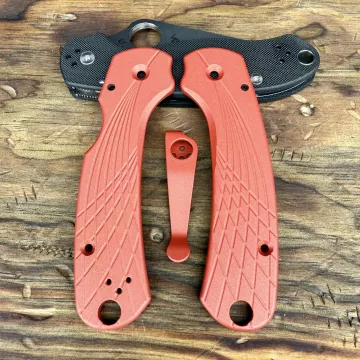 Spyderco Para 3 Skinny "Streamline" Titanium Scale Kit - Limited Run Blood Orange Cerakote