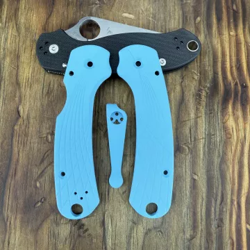 Spyderco Para 3 Skinny "Streamline" Titanium Scale Kit - Limited Run Blue Raspberry Cerakote