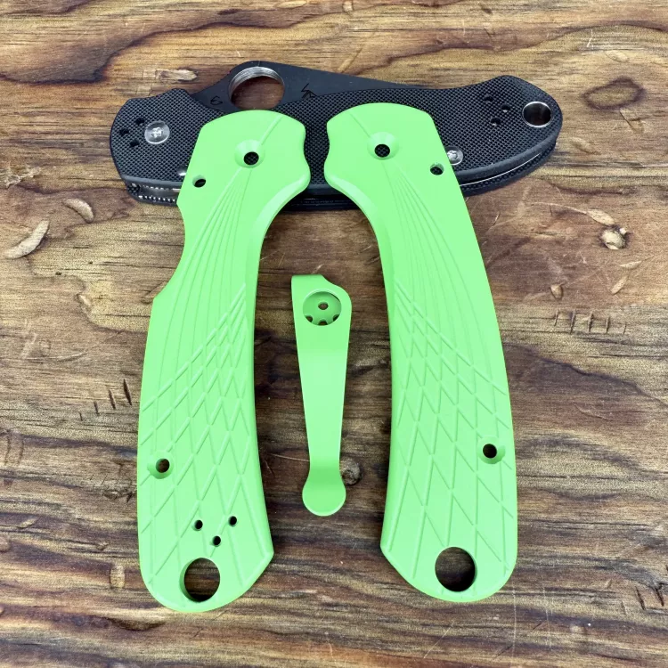 Spyderco Para 3 Skinny "Streamline" Titanium Scale Kit - Limited Run Green Mamba Cerakote