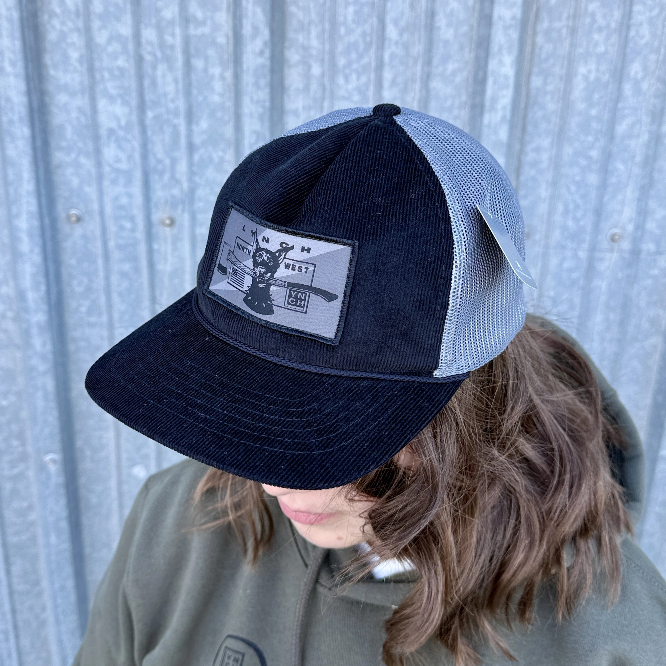 Blackout Dog - Black/Charcoal Richardson 930 Troutdale Corduroy Trucker Cap