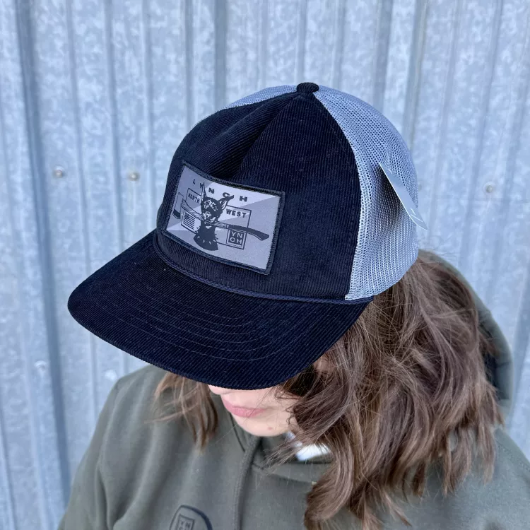 Blackout Dog - Black/Charcoal Richardson 930 Troutdale Corduroy Trucker Cap