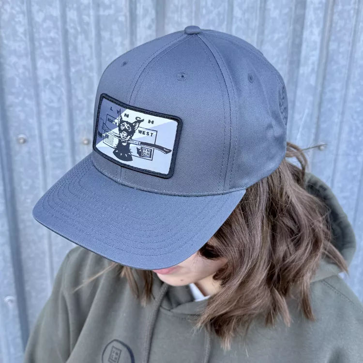 Snow Camo Dog - Charcoal Richardson 312 Twill Back Trucker Cap