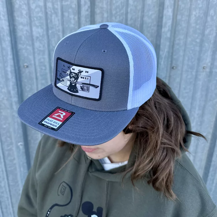 Snow Camo Dog - Charcoal/White Richardson 511Wool Blend Flat Bill Trucker Cap