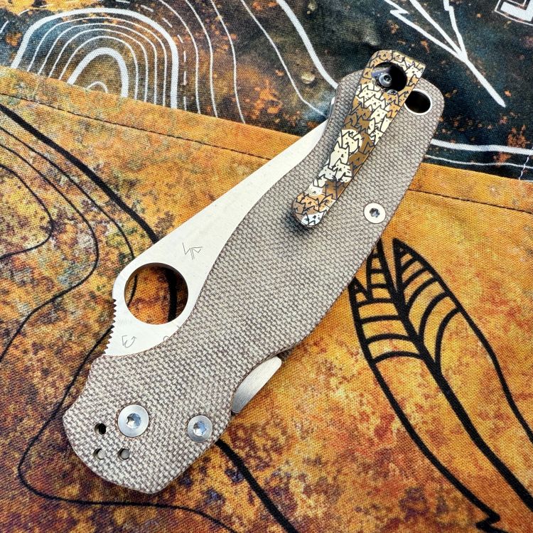 Spyderco Paramilitary 2(PM2) Brown Canvas Micarta Scales Satin Cru-Wear Blade Folding Knife
