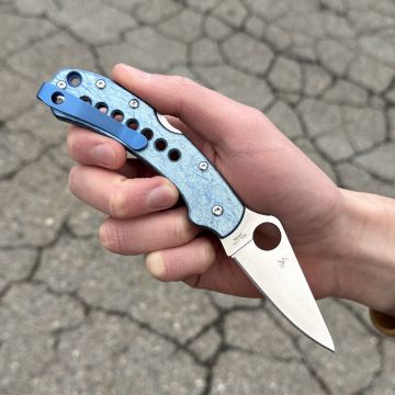 Spyderco Delica 4 MOD 2 In House Custom Finish "Hesperus" Titanium Scales Satin SPY 27 MOD Knife