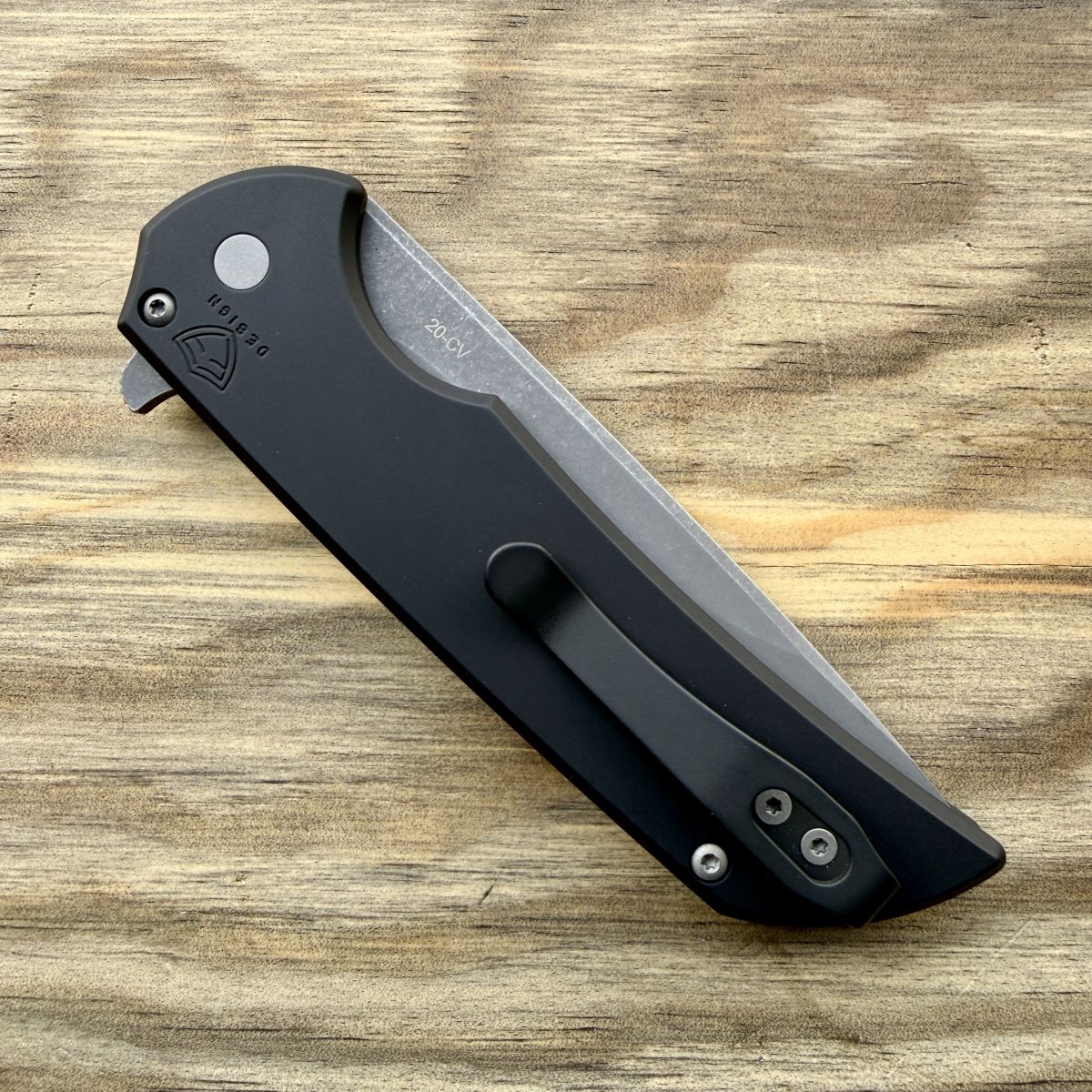Pro-Tech Mordax Black Aluminum Drop Point Acid Wash CPM 20CV Blade