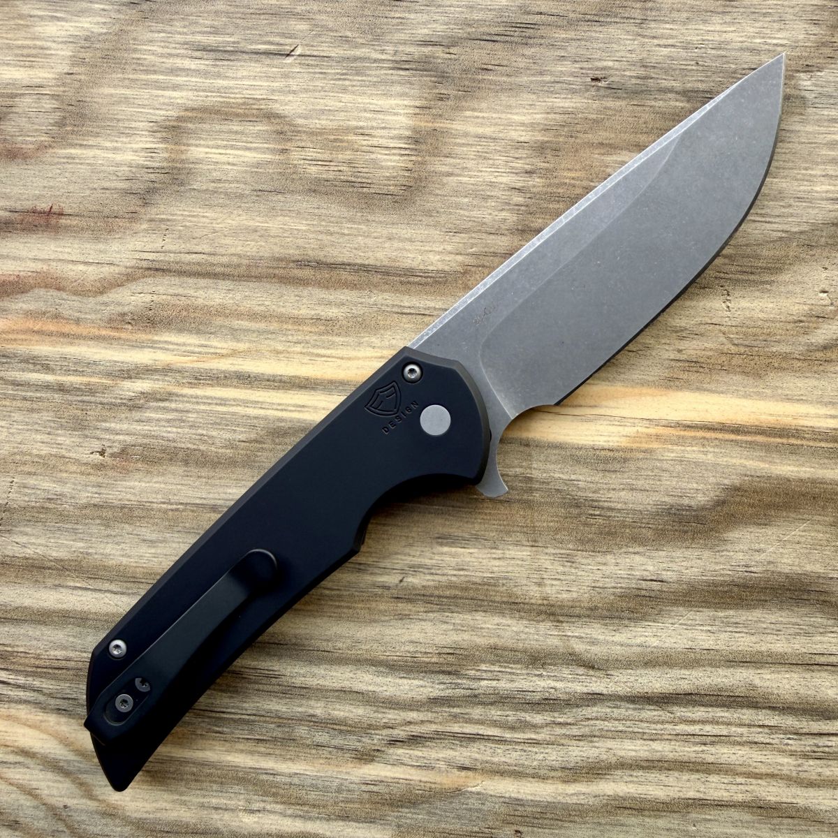 Pro-Tech Mordax Black Aluminum Drop Point Acid Wash CPM 20CV Blade