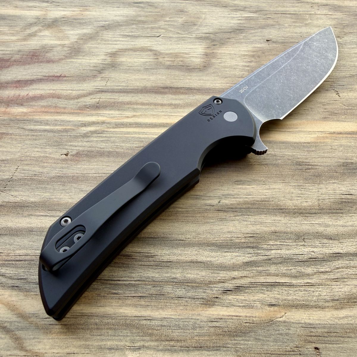 Pro-Tech Mordax Black Aluminum Drop Point Acid Wash CPM 20CV Blade