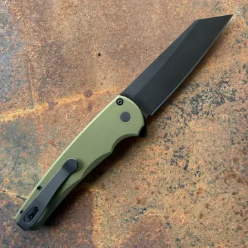 Pro-Tech Malibu Green Aluminum Reverse Tanto Black DLC Magnacut Blade Folding Knife