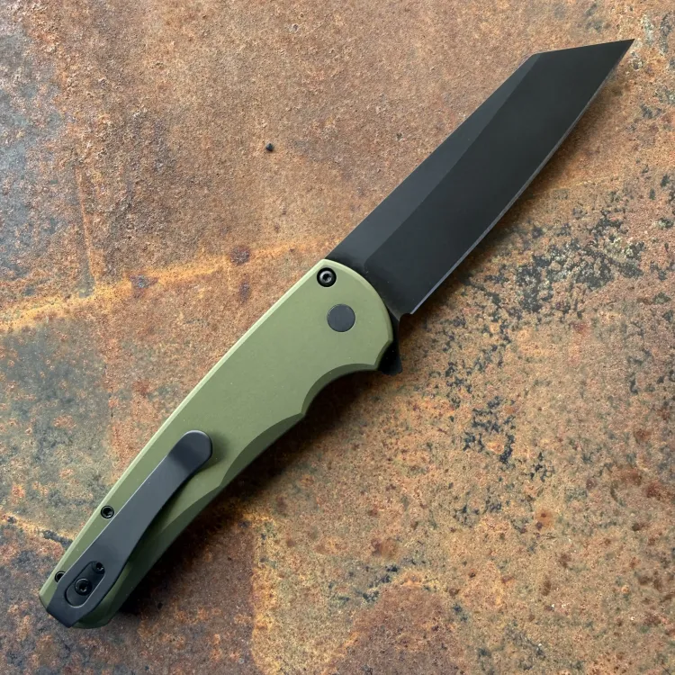 Pro-Tech Malibu Green Aluminum Reverse Tanto Black DLC Magnacut Blade Folding Knife