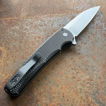 Pro-Tech Malibu Textured Battleworn Black Aluminum Wharncliffe Stonewashed MagnaCut Folding Knife