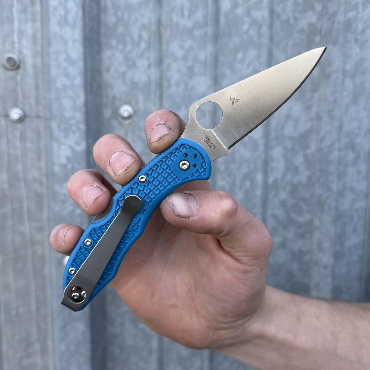 Spyderco Delica 4 Blue FRN VG-10 Blade Deep Carry Titanium Clip