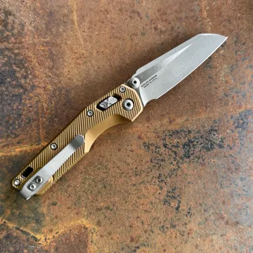 Microtech MSI Mini Ram-Lok Tan Fluted Aluminum Apocalyptic M390MK Folding Knife