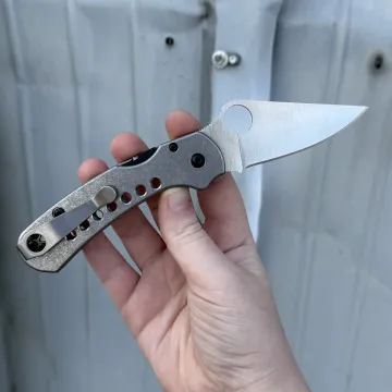 Spyderco Para 3 Salt LW Stonewash Mod 2 Titanium Scales Satin MagnaCut Blade MOD Knife