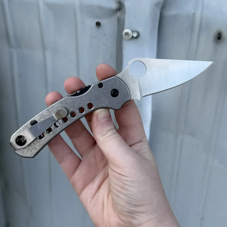 Spyderco Para 3 Salt LW Stonewash Mod 2 Titanium Scales Satin MagnaCut Blade MOD Knife