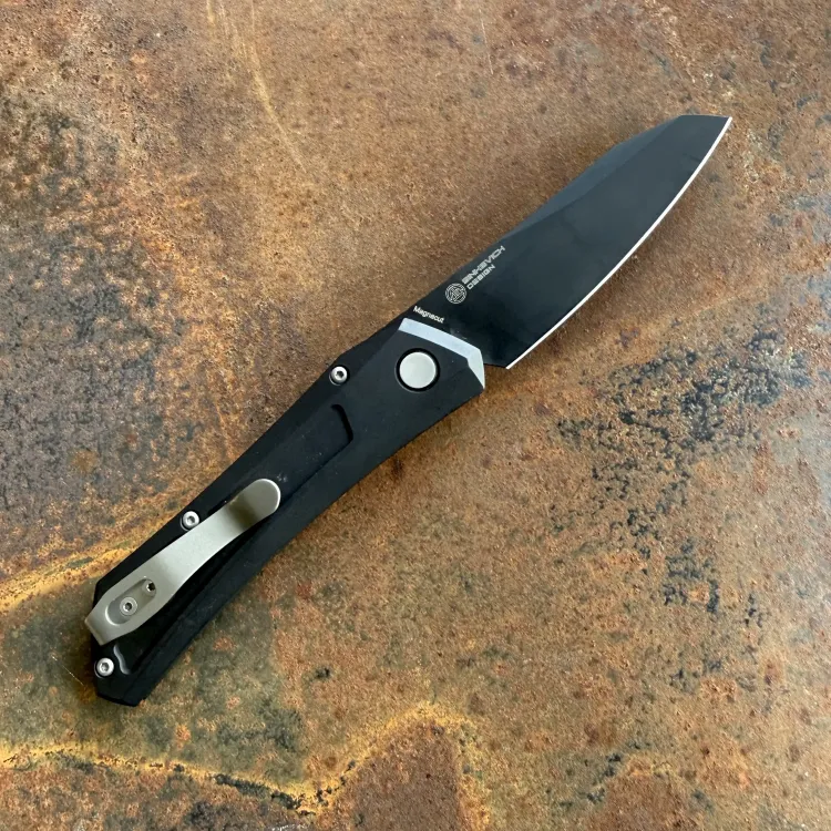 Pro-Tech Auto Sinkevich Oligarch Black Aluminum Black DLC MagnaCut Blade Folding Knife