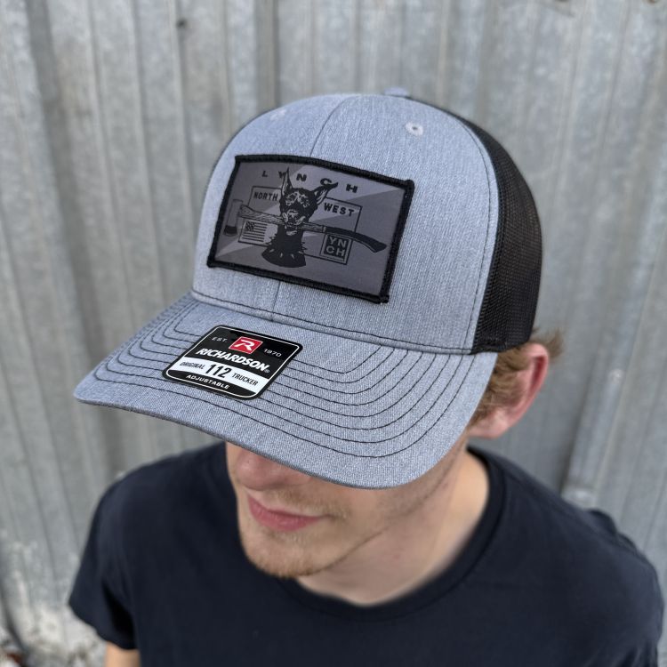 Bolt Dog Patch - Heather Gray/Black Richardson 112 Trucker Cap